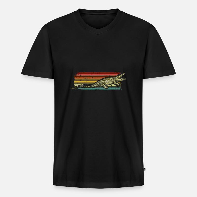 Alligator Geschenk - Männer Premium Bio T-Shirt mit V-Ausschnitt - Schwarz