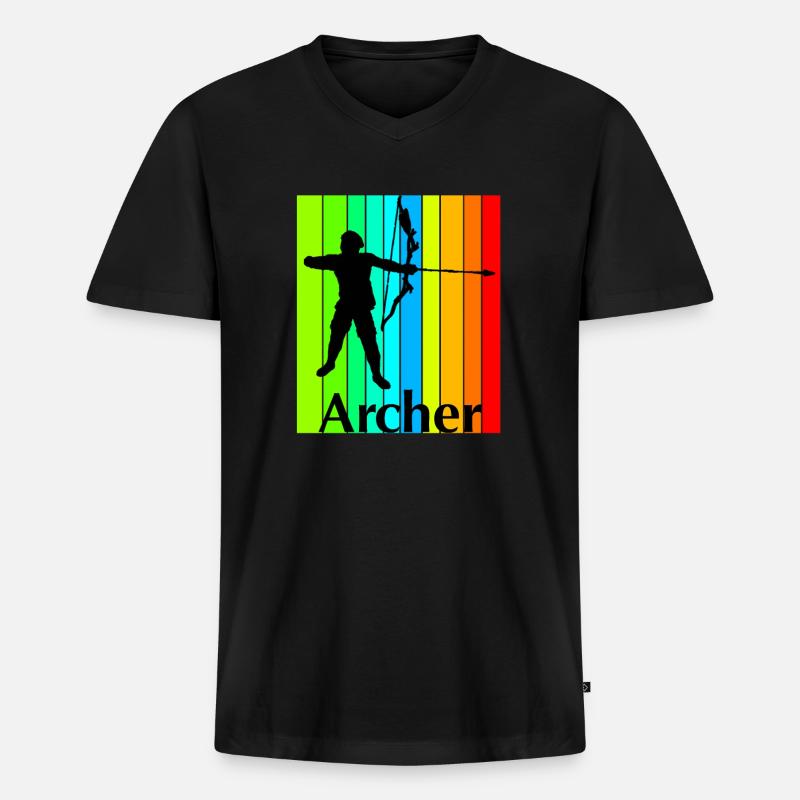 Bogenschütze - Männer Premium Bio T-Shirt mit V-Ausschnitt - Schwarz