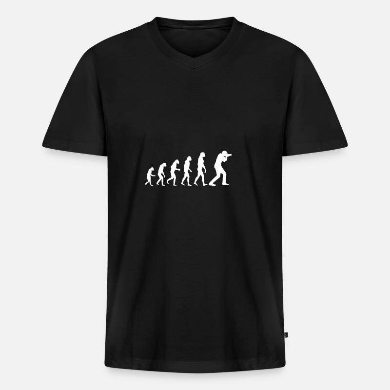 Evolution Fotograf - Männer Premium Bio T-Shirt mit V-Ausschnitt - Schwarz