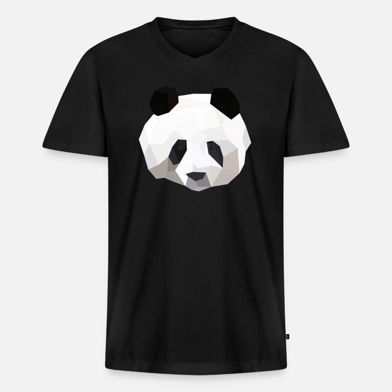 Panda - Männer Premium Bio T-Shirt mit V-Ausschnitt - Schwarz