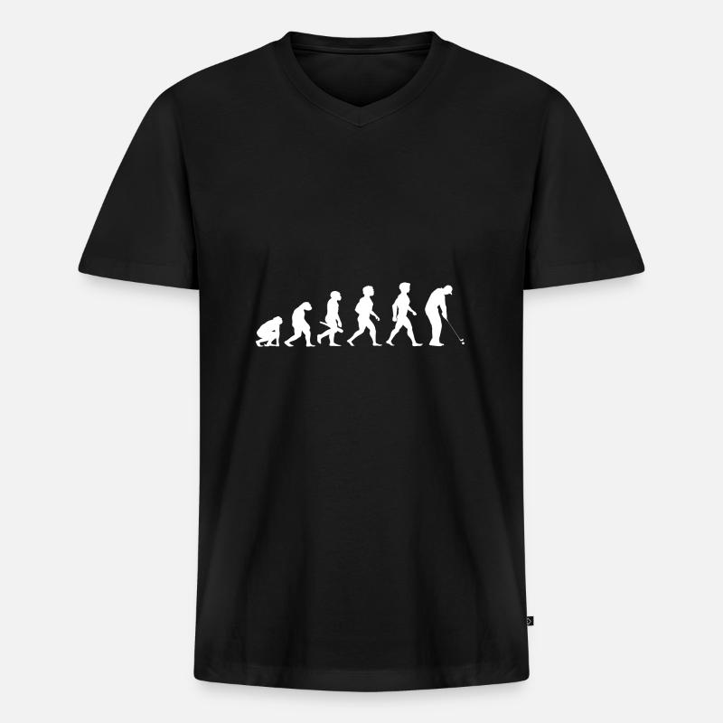 Evolution Golf Golfer Golfspieler Golfplatz - Männer Premium Bio T-Shirt mit V-Ausschnitt - Schwarz
