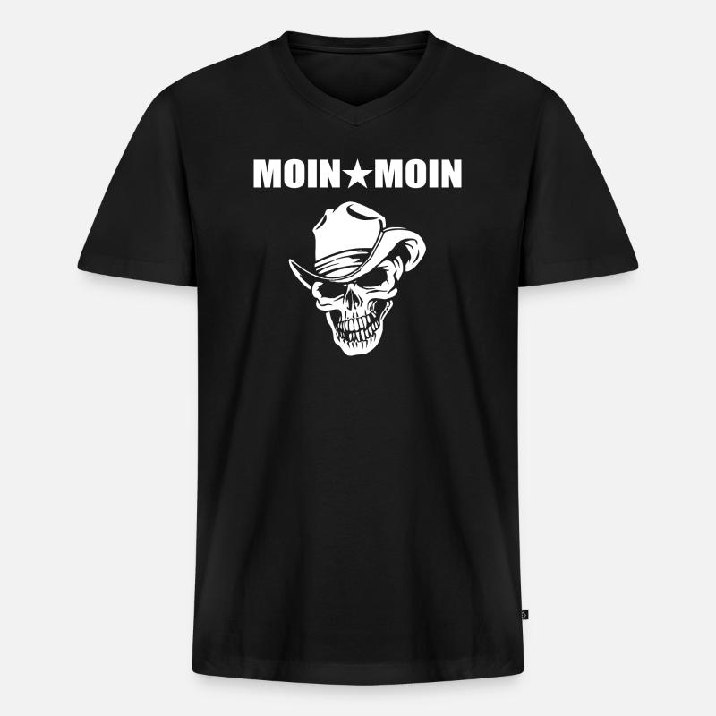 Moin - Männer Premium Bio T-Shirt mit V-Ausschnitt - Schwarz