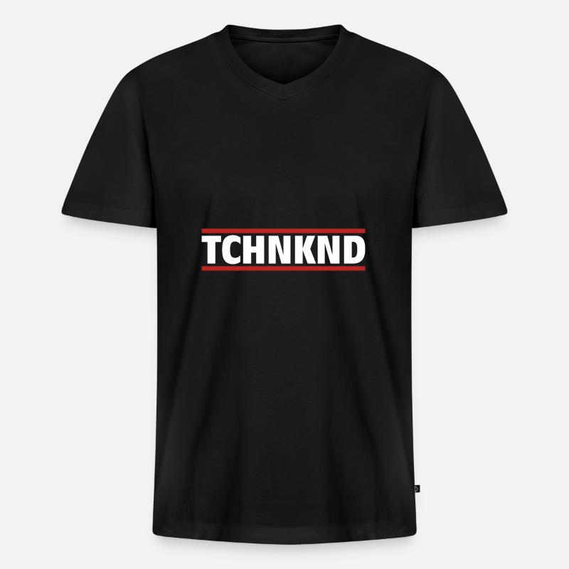 tchnknd - Technokind - Männer Premium Bio T-Shirt mit V-Ausschnitt - Schwarz