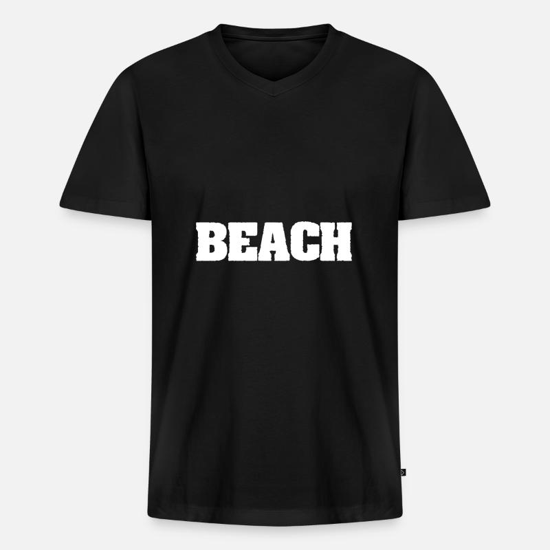 Beach - Männer Premium Bio T-Shirt mit V-Ausschnitt - Schwarz
