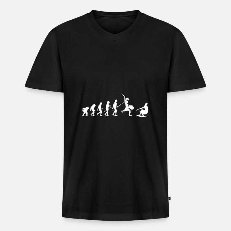 Kiwistar Spartan Sparta Evolution - Männer Premium Bio T-Shirt mit V-Ausschnitt - Schwarz