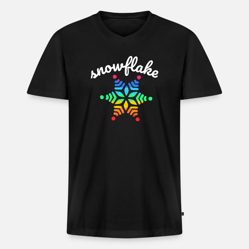 Regenbogen Schnee - Männer Premium Bio T-Shirt mit V-Ausschnitt - Schwarz