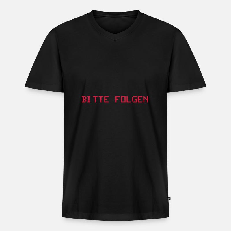 BITTE FOLGEN - Männer Premium Bio T-Shirt mit V-Ausschnitt - Schwarz