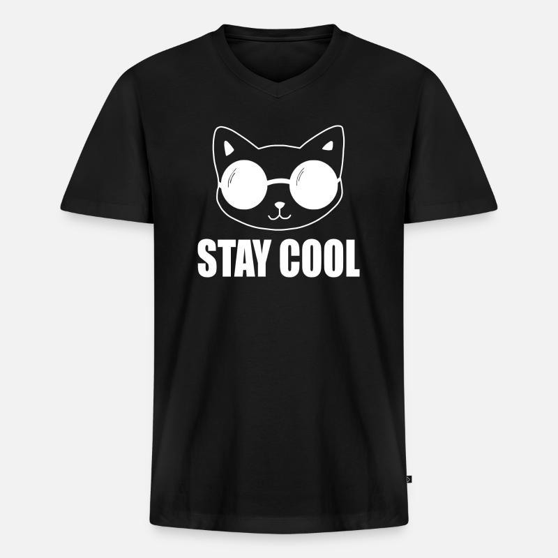 Katze - Männer Premium Bio T-Shirt mit V-Ausschnitt - Schwarz