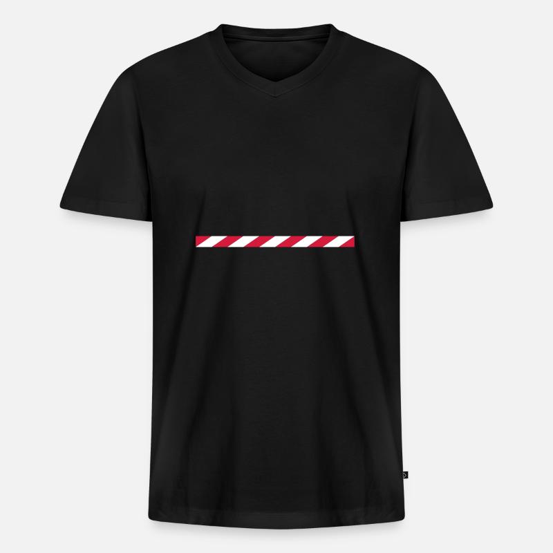 absperrband - Männer Premium Bio T-Shirt mit V-Ausschnitt - Schwarz