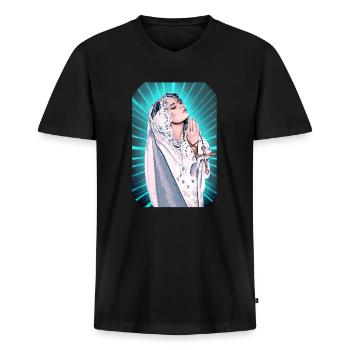 Blessed Virgin Mary Madonna t-shirt - Men's Premium Organic T-shirt with V-neck - black - Front - Nico (187cm)