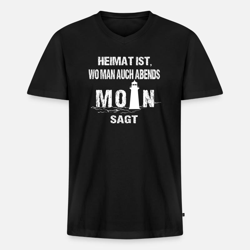Moin - Männer Premium Bio T-Shirt mit V-Ausschnitt - Schwarz