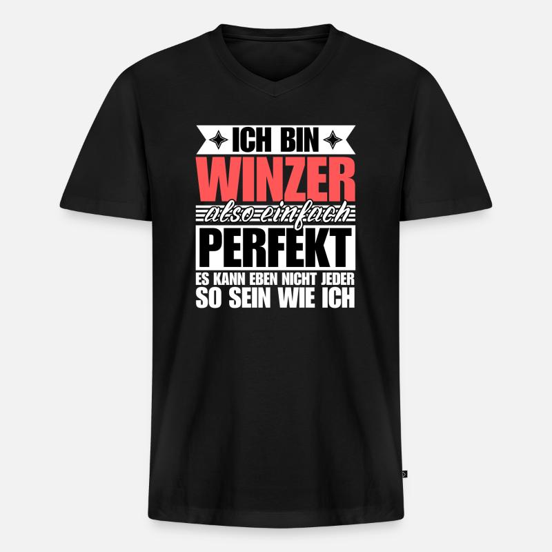 Perfekter Winzer - Männer Premium Bio T-Shirt mit V-Ausschnitt - Schwarz
