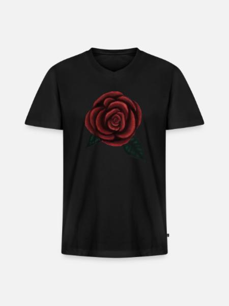One rose - Men's Premium Organic T-shirt with V-neck - black