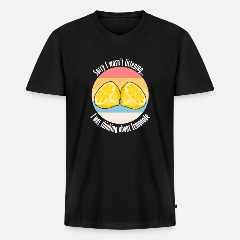 Lustiges Zitat „Thinking About Lemonade“ - Männer Premium Bio T-Shirt mit V-Ausschnitt - Schwarz