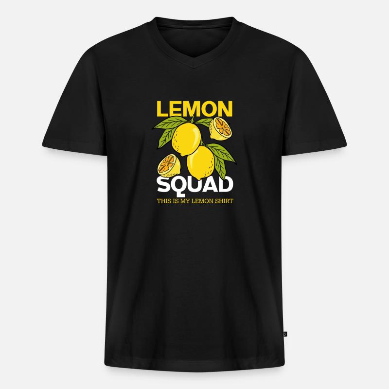 Lemon Squad Limonade Sommerfruchtsaft - Männer Premium Bio T-Shirt mit V-Ausschnitt - Schwarz