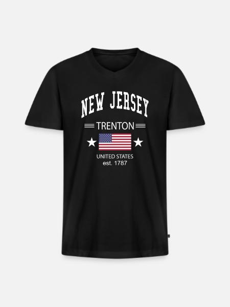 New Jersey - Men's Premium Organic T-shirt with V-neck - black