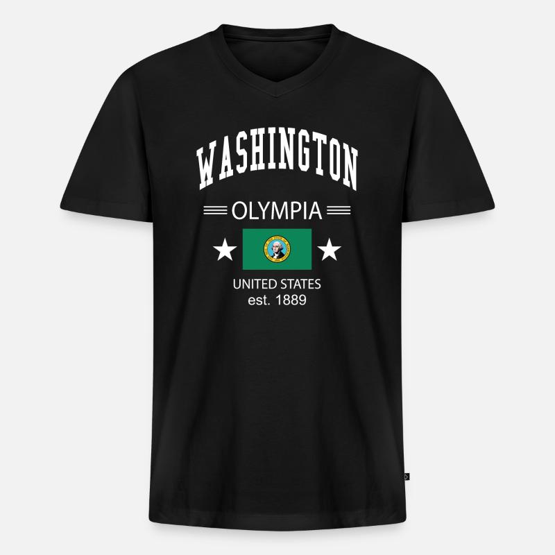 Washington - Männer Premium Bio T-Shirt mit V-Ausschnitt - Schwarz