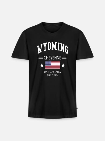 Wyoming - Männer Premium Bio T-Shirt mit V-Ausschnitt - Schwarz