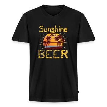 Sommergeschenke Tropische Palmen Sonne und Bier - Männer Premium Bio T-Shirt mit V-Ausschnitt - Schwarz - Vorne - Nico (187cm)