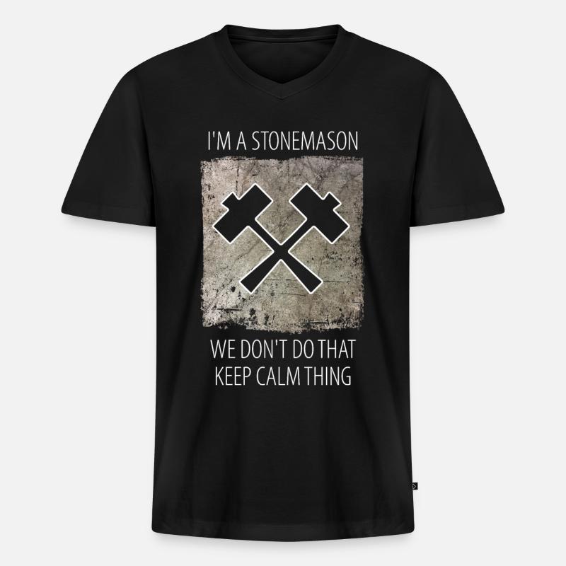 Steinmetz Steinbildhauer Spruch - Männer Premium Bio T-Shirt mit V-Ausschnitt - Schwarz