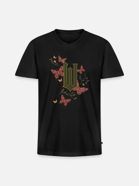 Wicked Design Logo With Butterflies - Men's Premium Organic T-shirt with V-neck - black
