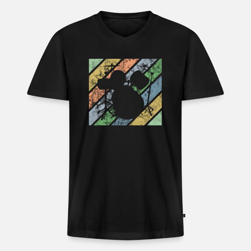 Drummer Design Drumkit - Männer Premium Bio T-Shirt mit V-Ausschnitt - Schwarz