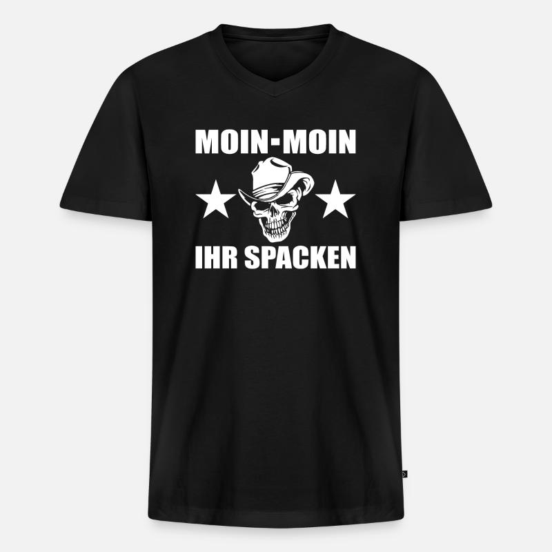 Moin - Männer Premium Bio T-Shirt mit V-Ausschnitt - Schwarz