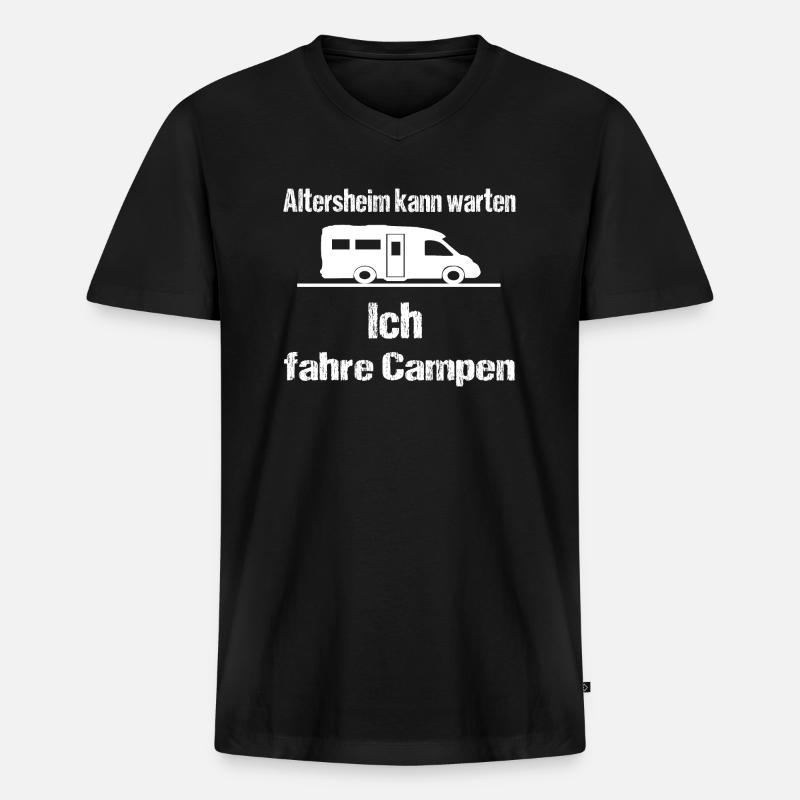 Camping - Männer Premium Bio T-Shirt mit V-Ausschnitt - Schwarz