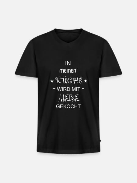 koch - Männer Premium Bio T-Shirt mit V-Ausschnitt - Schwarz
