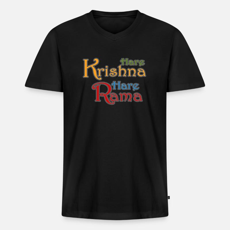Hare Krishna Hare Rama - Männer Premium Bio T-Shirt mit V-Ausschnitt - Schwarz