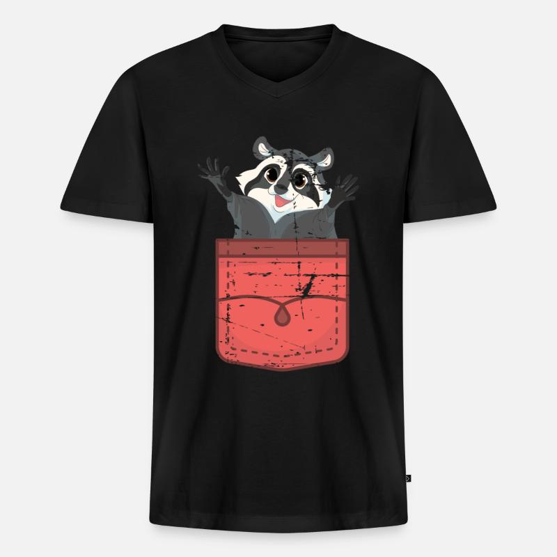 Waschbären Geschenk Waschbär - Männer Premium Bio T-Shirt mit V-Ausschnitt - Schwarz