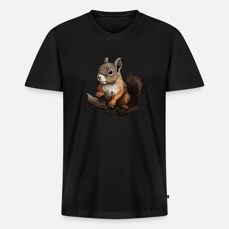 Eichhörnchen Wald Baumhörnchen Hörnchen - Männer Premium Bio T-Shirt mit V-Ausschnitt - Schwarz