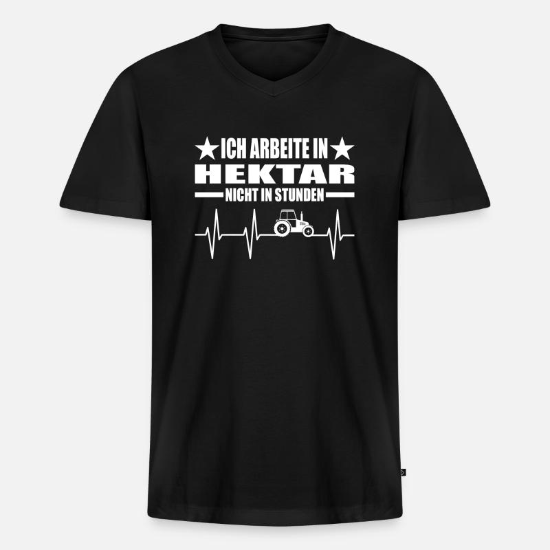 Traktor - Männer Premium Bio T-Shirt mit V-Ausschnitt - Schwarz