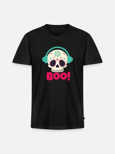 Boo Skull - Men's Premium Organic T-shirt with V-neck - black