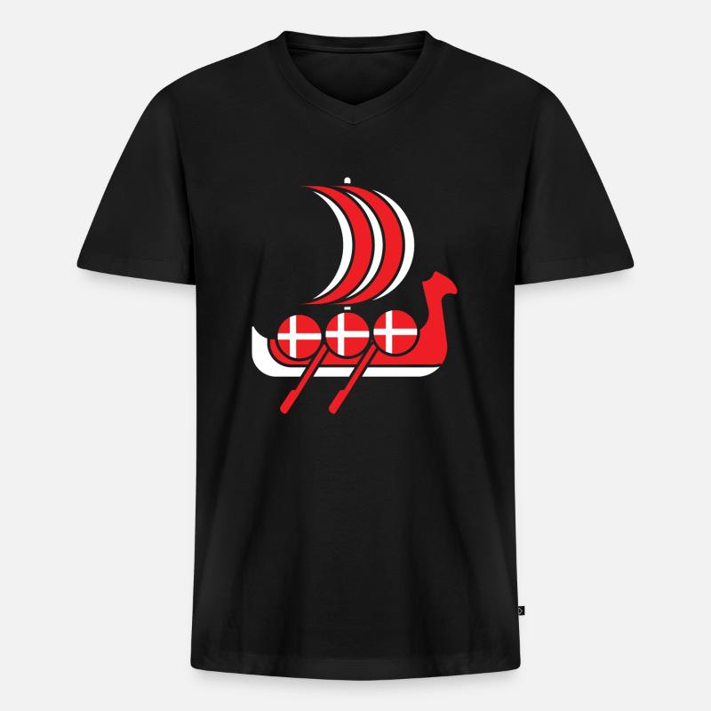 Dänischer Vikinger - Männer Premium Bio T-Shirt mit V-Ausschnitt - Schwarz