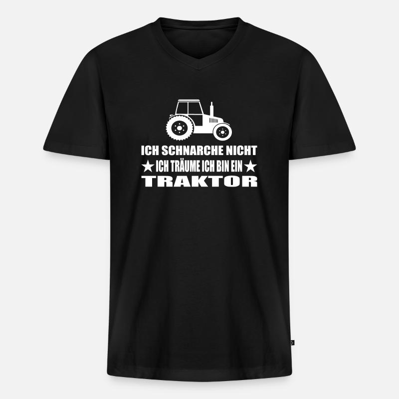 Traktor - Männer Premium Bio T-Shirt mit V-Ausschnitt - Schwarz