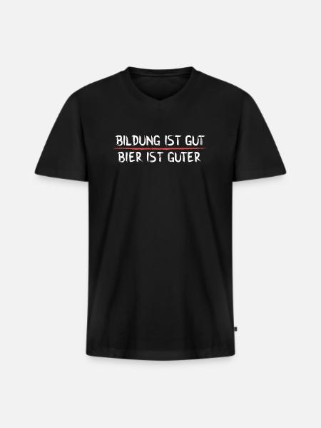 Bier ist guter - Männer Premium Bio T-Shirt mit V-Ausschnitt - Schwarz