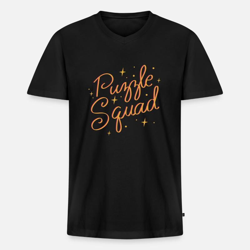 Puzzle Squad Puzzle Hobby Puzzle - Männer Premium Bio T-Shirt mit V-Ausschnitt - Schwarz