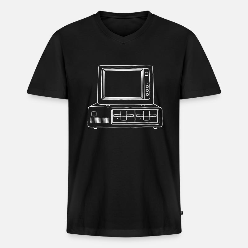 PC Computer - Männer Premium Bio T-Shirt mit V-Ausschnitt - Schwarz