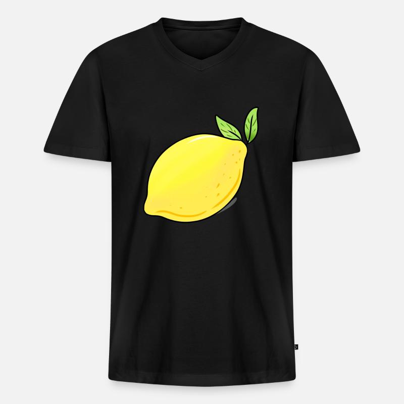 Zitrone - Männer Premium Bio T-Shirt mit V-Ausschnitt - Schwarz