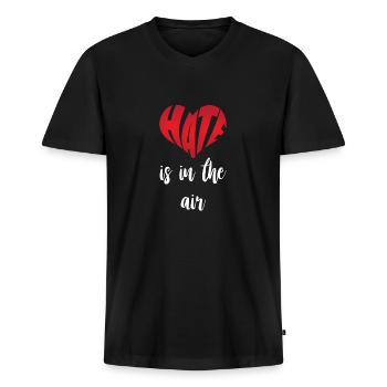 Hass liegt in der Luft Stopp Hass Anti Hass - Männer Premium Bio T-Shirt mit V-Ausschnitt - Schwarz - Vorne - Nico (187cm)
