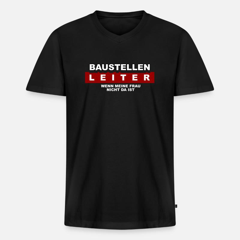 Baustellen Leiter - Männer Premium Bio T-Shirt mit V-Ausschnitt - Schwarz