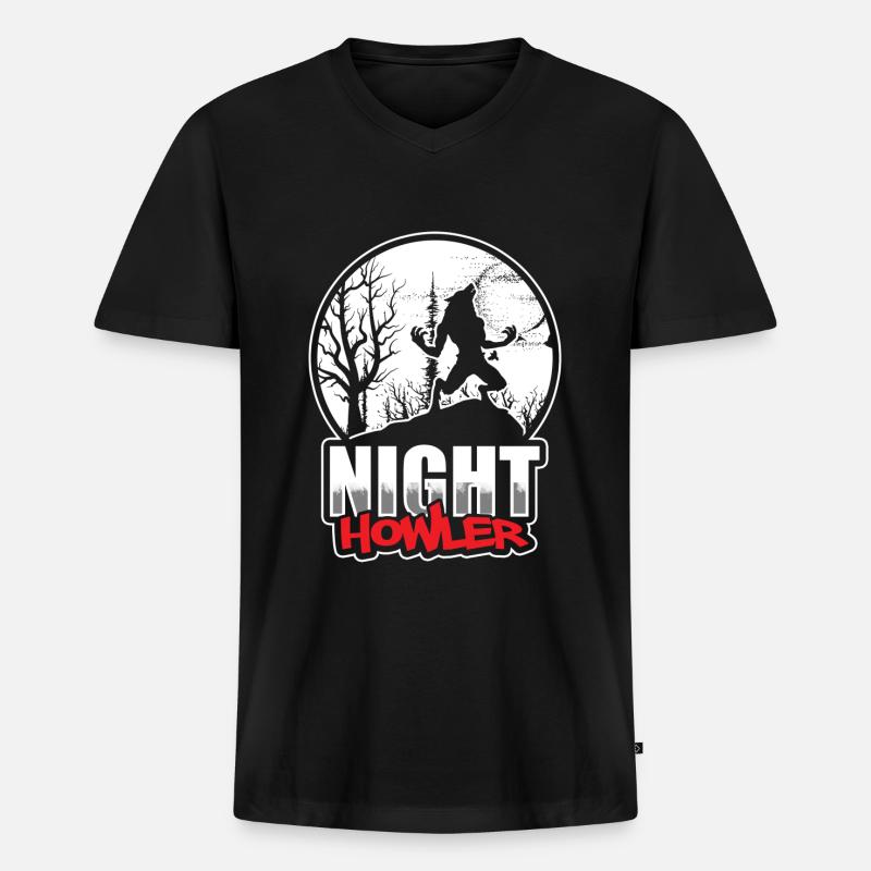 Wolf Halloween Märchen - Männer Premium Bio T-Shirt mit V-Ausschnitt - Schwarz