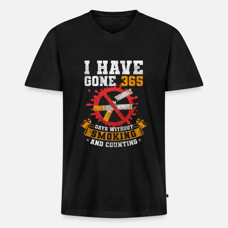 Nichtraucher Kippe Glimmstengel - Männer Premium Bio T-Shirt mit V-Ausschnitt - Schwarz