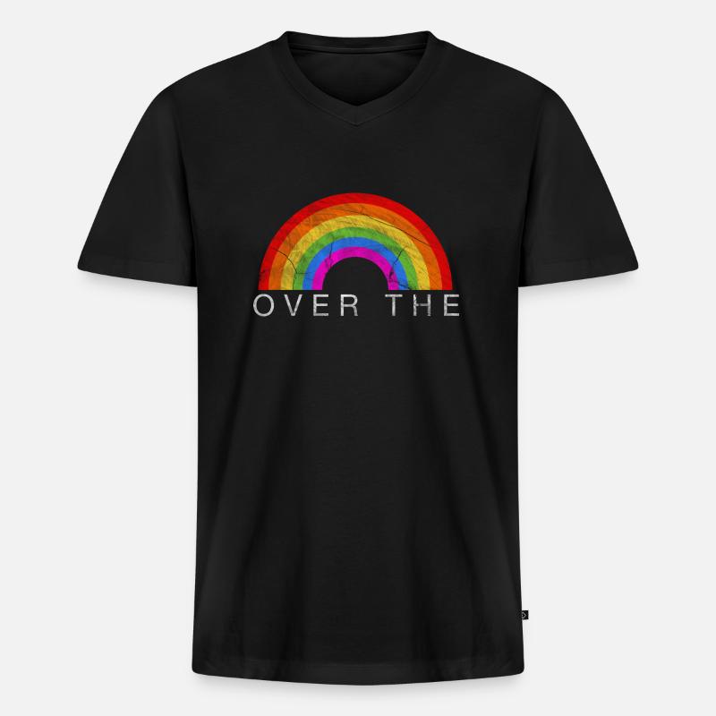 Regenbogen Logo - Männer Premium Bio T-Shirt mit V-Ausschnitt - Schwarz