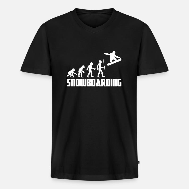 Snowboarding Snowboarder Winter Evolution Schnee - Männer Premium Bio T-Shirt mit V-Ausschnitt - Schwarz