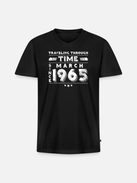 Vintage Zeitreise Geburtstags Design März 1965 - Männer Premium Bio T-Shirt mit V-Ausschnitt - Schwarz