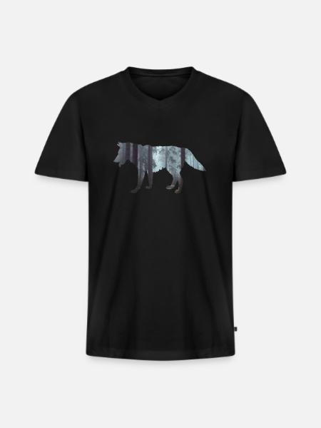 wolf - Men's Premium Organic T-shirt with V-neck - black