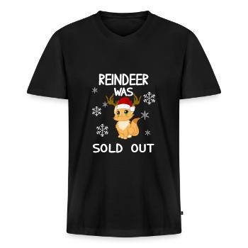 Rentier war aus Katze Weihnachten Lustige Sprüche - Männer Premium Bio T-Shirt mit V-Ausschnitt - Schwarz - Vorne - Nico (187cm)