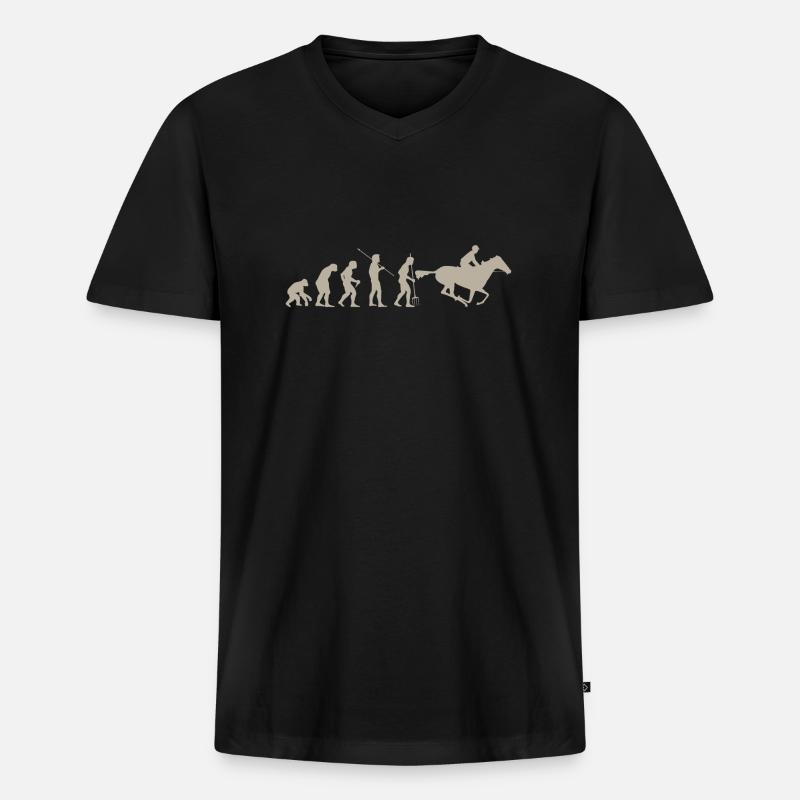 Evolution Pferd Geschenkidee - Männer Premium Bio T-Shirt mit V-Ausschnitt - Schwarz
